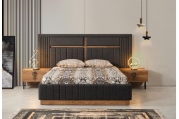 Луксозно тапицирано легло IZNIK за матрак 160/200 см и повдигащ механизъм