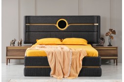 Луксозно тапицирано легло KUKA за матрак 160/200 см и повдигащ механизъм