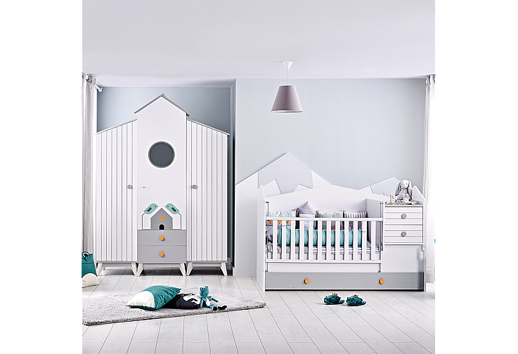 Бебешка кошара и детско легло 2в1 BIRD HOUSE 70 x 170
