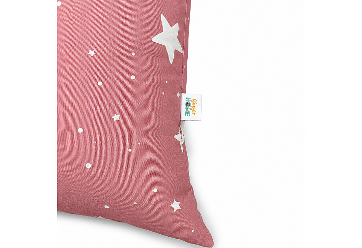 Детски пуф лежанка Little Stars, 100% памук, розов барбарон със звезди, 127x81x76 см