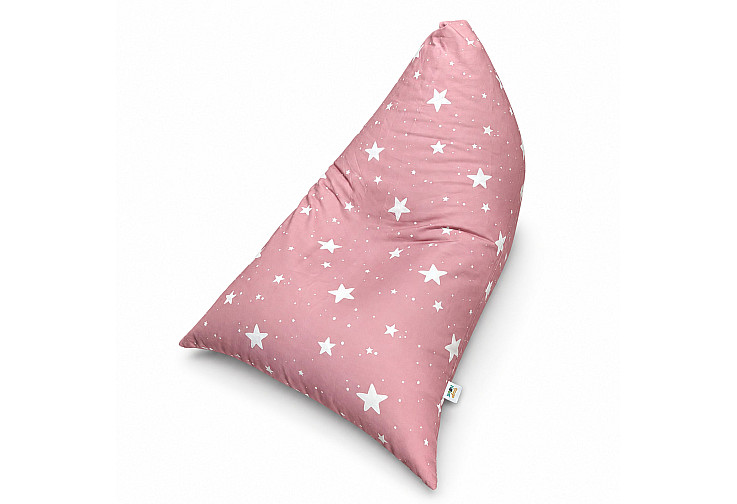 Детски пуф лежанка Little Stars, 100% памук, розов барбарон със звезди, 127x81x76 см