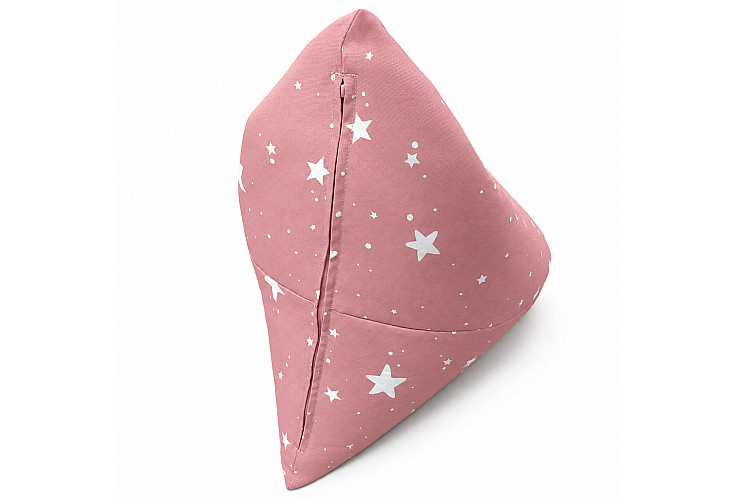 Детски пуф лежанка Little Stars, 100% памук, розов барбарон със звезди, 127x81x76 см