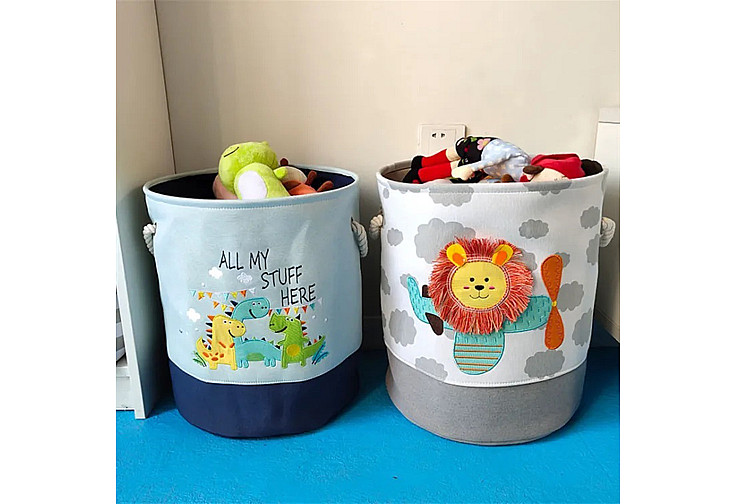 Кош за играчки, дрехи, пране, сгъваем, с удобни дръжки, за детска стая, спалня, дневна - Динозаври