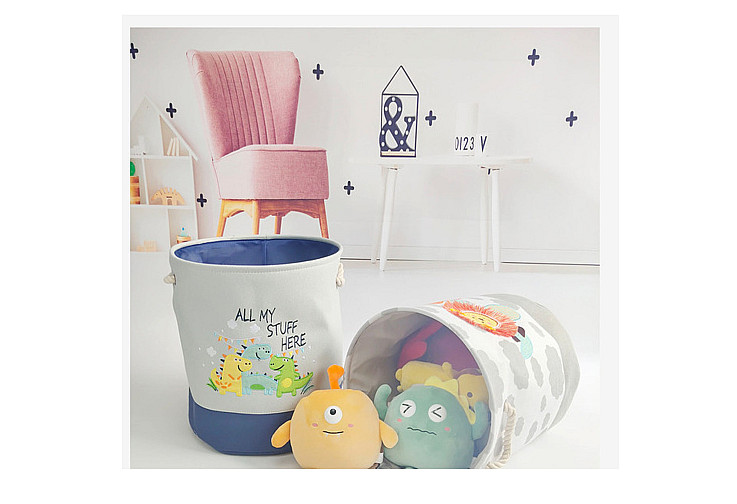 Кош за играчки, дрехи, пране, сгъваем, с удобни дръжки, за детска стая, спалня, дневна - Динозаври