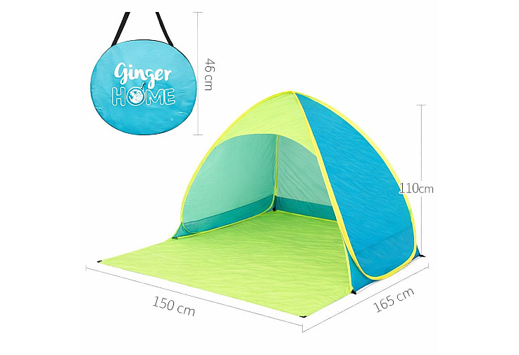 Детска Pop-Up Палатка GINGER HOME с UV Защита 50+ – Лека, Сгъваема, за Плаж и Градина, 165×150×110 см