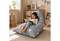 Детски пуф лежанка Little Stars, 100% памук, сив барбарон със звезди, 127x81x76 см