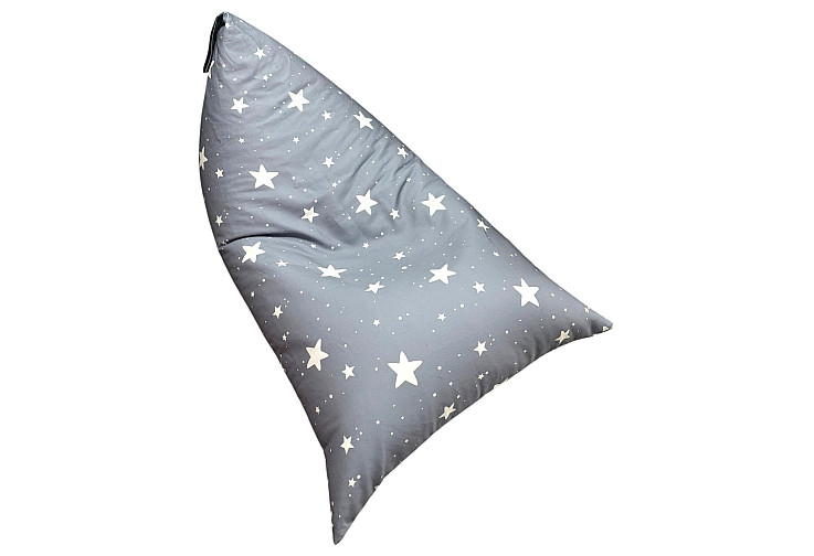 Детски пуф лежанка Little Stars, 100% памук, сив барбарон със звезди, 127x81x76 см