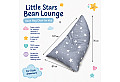 Детски пуф лежанка Little Stars, 100% памук, сив барбарон със звезди, 127x81x76 см