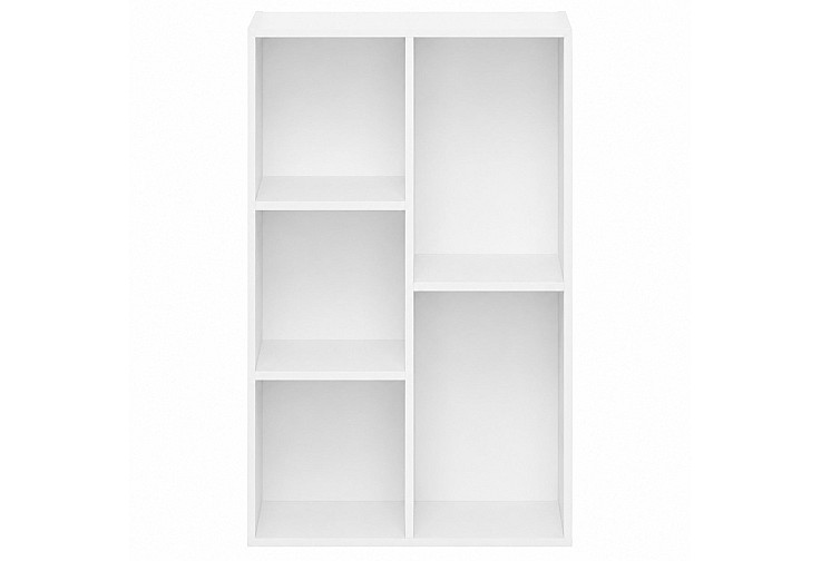 Детска етажерка с 5 отделения, бял органайзер за книги и играчки, 49.5×24×80 см