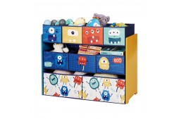 Детски органайзер за играчки, етажерка, секция, с 9 текстилни кутии за съхранение - MONSTER