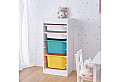 Детски шкаф GINGER HOME, етажерка за играчки с 4 кутии за съхранение, бял