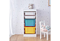 Детски шкаф GINGER HOME, етажерка за играчки с 4 кутии за съхранение, бял