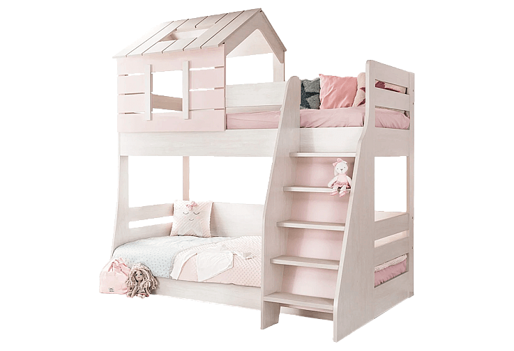 Двуетажно детско легло PINK HOUSE - дясно
