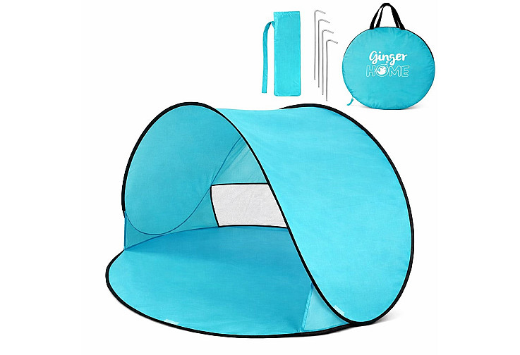 Детска Pop-Up Палатка за Игра GINGER HOME с UV Защита 50+ – Кръгла, Лека и Сгъваема, за Плаж и Градина, 150×150×90 см