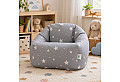 Детски пуф кресло Little Stars, 100% памук, сив барбарон със звезди, 55x44x55 см