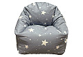 Детски пуф кресло Little Stars, 100% памук, сив барбарон със звезди, 55x44x55 см