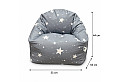 Детски пуф кресло Little Stars, 100% памук, сив барбарон със звезди, 55x44x55 см