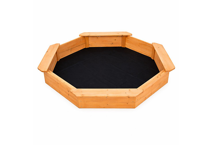 Детски дървен пясъчник - 8-странен модел с 4 седалки, 134.5×134.5 см