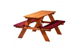 Градински комплект за пикник, детска маса с пейки и меки възглавници, 89х79х50 см