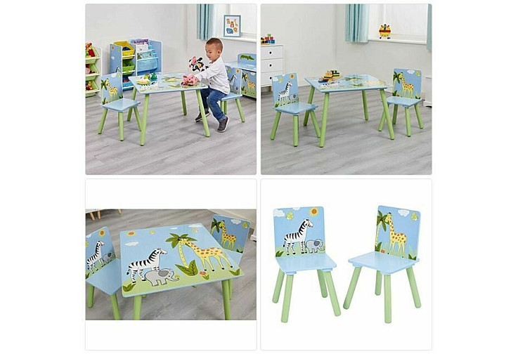 Детска маса със столчета SAFARI за рисуване, игра, хранене, дървена