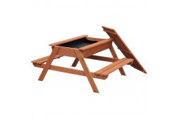 Градински комплект детска маса за пикник с място за съхранение 2 в 1 за хранене и игри на открито, дървен