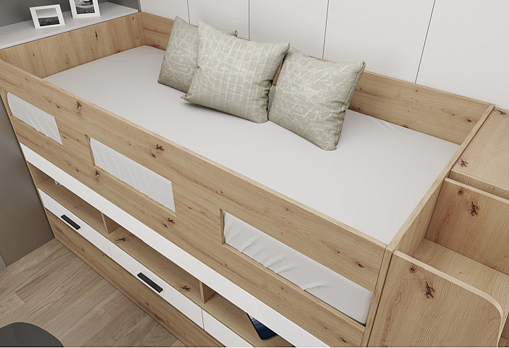 Детски комплект СИТИ 5052 - двуетажно легло, бюро и гардероб в едно bunk bed за модерна детска стая