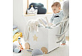 Детска кутия за играчки GINGER HOME с колелца и дръжка за бутане, дървена, бяла, 38х45х54 см