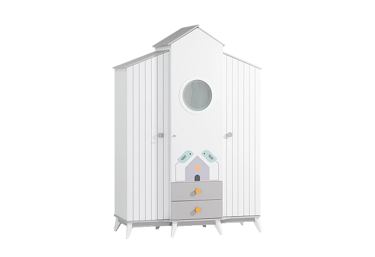 Трикрилен детски гардероб BIRD HOUSE