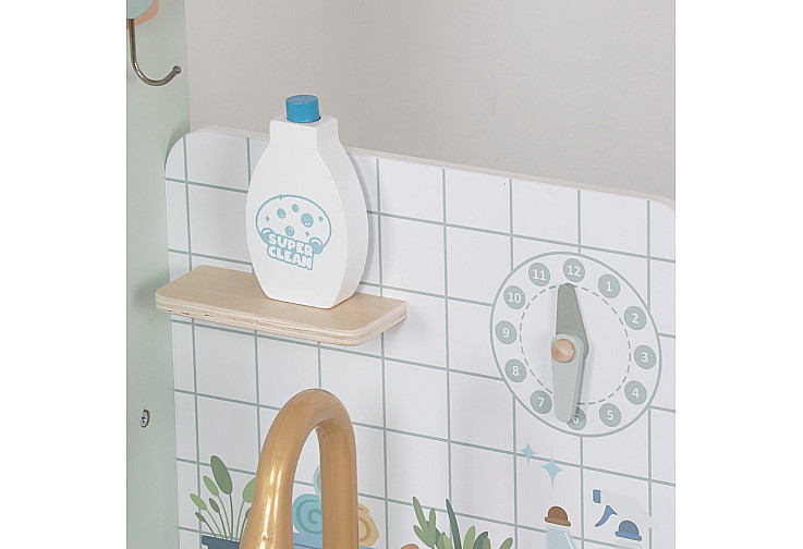 Детска Дървена Пералня 3 в 1 с Мивка с Течаща Вода и Сушилня GINGER HOME, 86×32×90 см