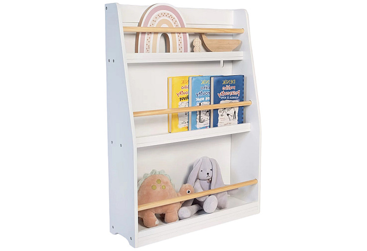 Детска етажерка GINGER HOME, дървен органайзер за книжки и играчки, бял цвят, за детска стая