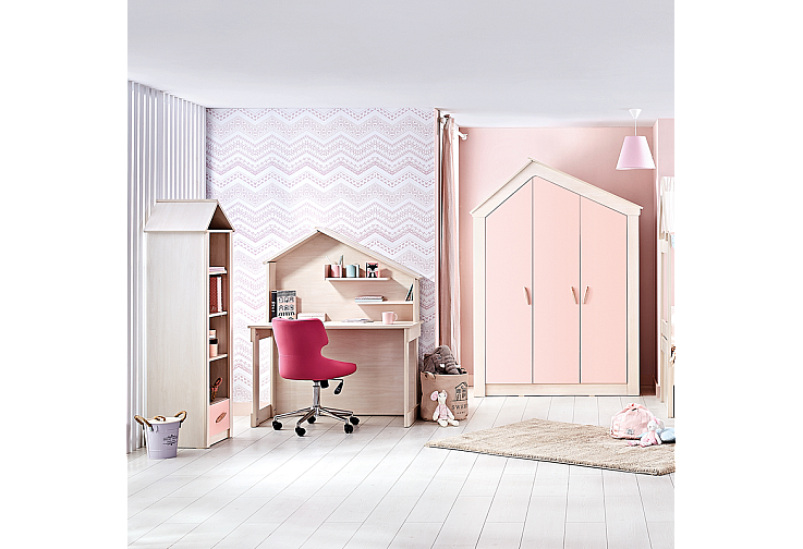 Трикрилен детски гардероб PINK HOUSE