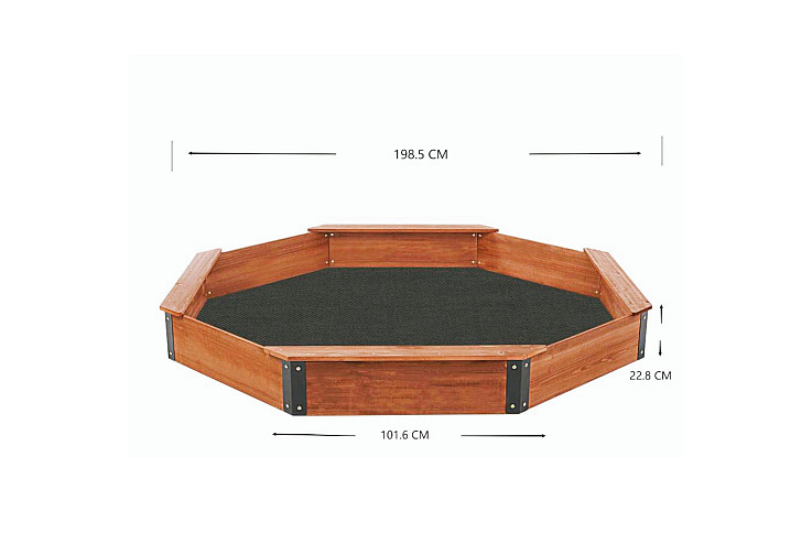 Голям дървен детски пясъчник с покривало OCTAGON, 199х199х23 см