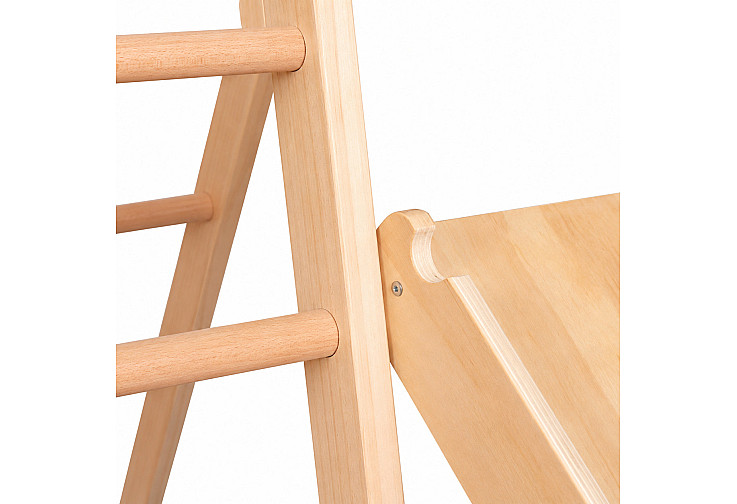 Детска дървена катерушка, пързалка, стълби и стена за катерене, 119.5x109.5x119.5 см