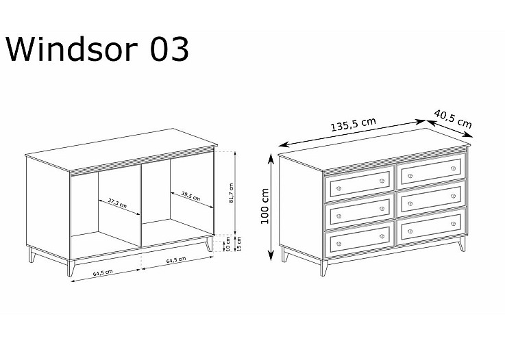 Скрин с шест чекмеджета WINDSOR W-3 кашмир
