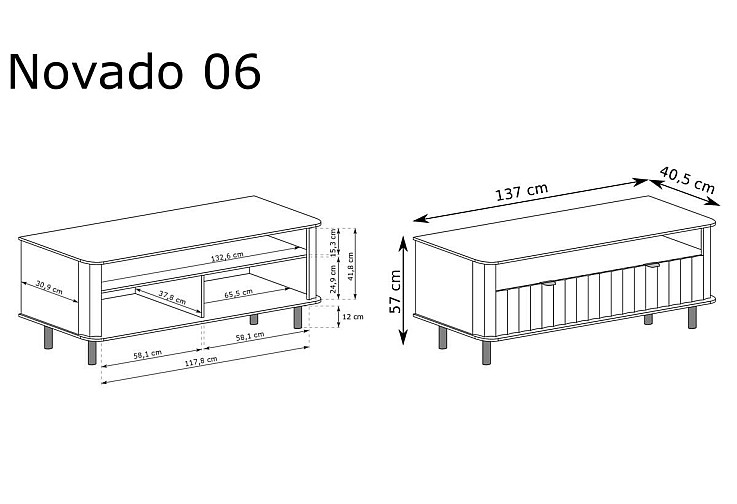 Малък ТВ шкаф NOVADO NO-6 бяло