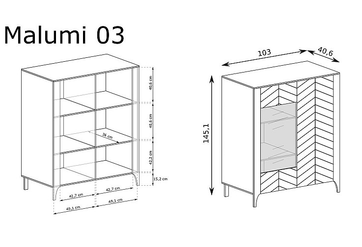 Ниска витрина MALUMI MM-3 черно