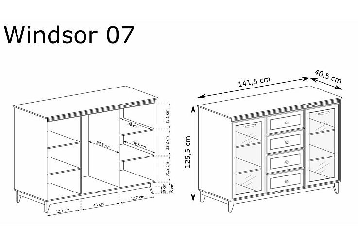 Витрина с четири чекмеджета WINDSOR W-7 кашмир