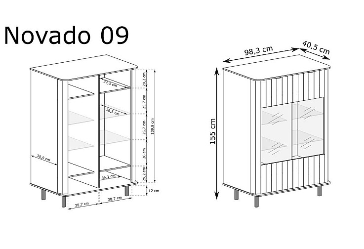Ниска витрина NOVADO NO-9 пастелно сиво