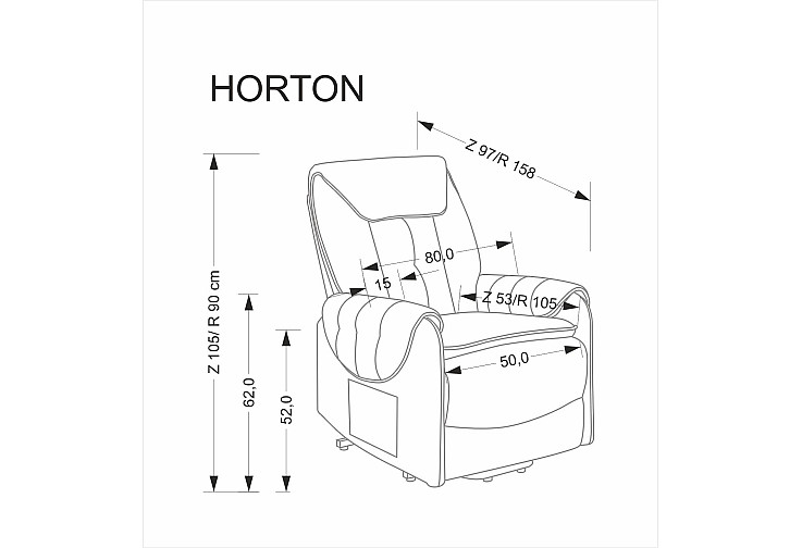 Фотьойл HORTON с функция за разтягане сив