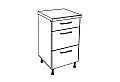 Кухненски шкаф долен с три чекмеджета IN MDF D40 3F бял гланц