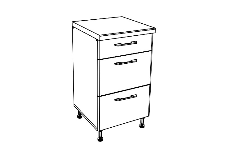 Кухненски шкаф долен с три чекмеджета IN MDF D40 3F бежов гланц