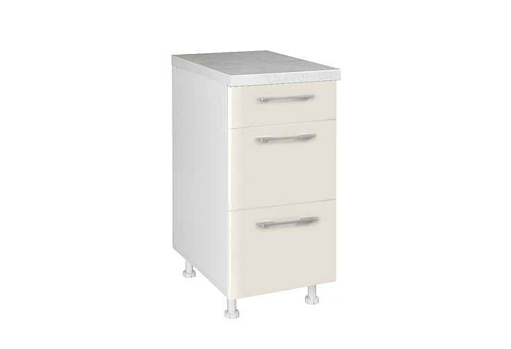 Кухненски шкаф долен с три чекмеджета IN MDF D40 3F бежов гланц