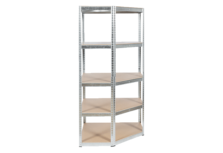 Ъглов метален стелаж КАРМЕН CR-1019 - 180x90x45 см, до 275 кг на рафт - цинк