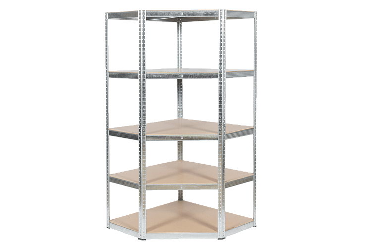 Ъглов метален стелаж КАРМЕН CR-1019 - 180x90x45 см, до 275 кг на рафт - цинк