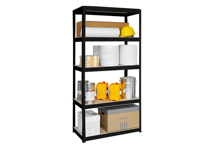 Метален стелаж STAR 180x90x45 см, до 275 кг на рафт - черен
