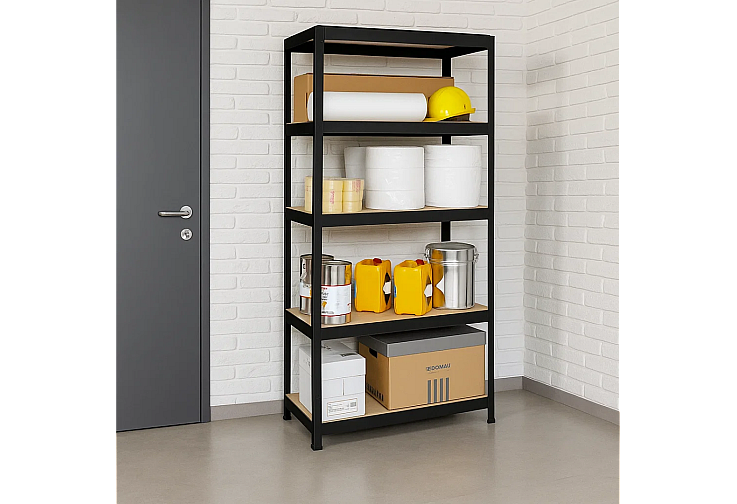 Метален стелаж STAR 180x90x45 см, до 275 кг на рафт - черен