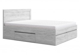 Двойно легло с чекмеджета ЛЕО 10 за матрак 160/200 см дъб бланко
