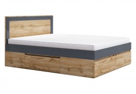 Двойно легло с чекмеджета ЛЕО 10 за матрак 160/200 см дъб вотан / антрацит
