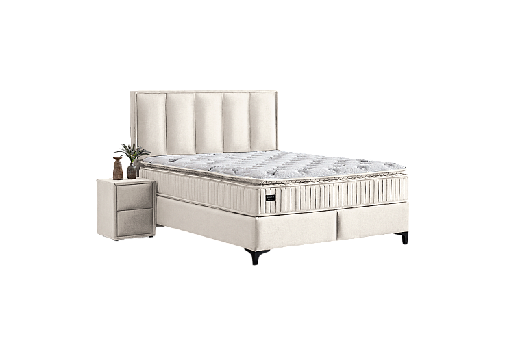 Тапицирана спалня с матрак HERMES 160 x 200 - слонова кост AN