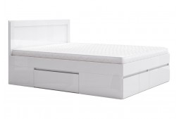 Двойно легло с чекмеджета ЛЕО 10 за матрак 160/200 см бяло гланц
